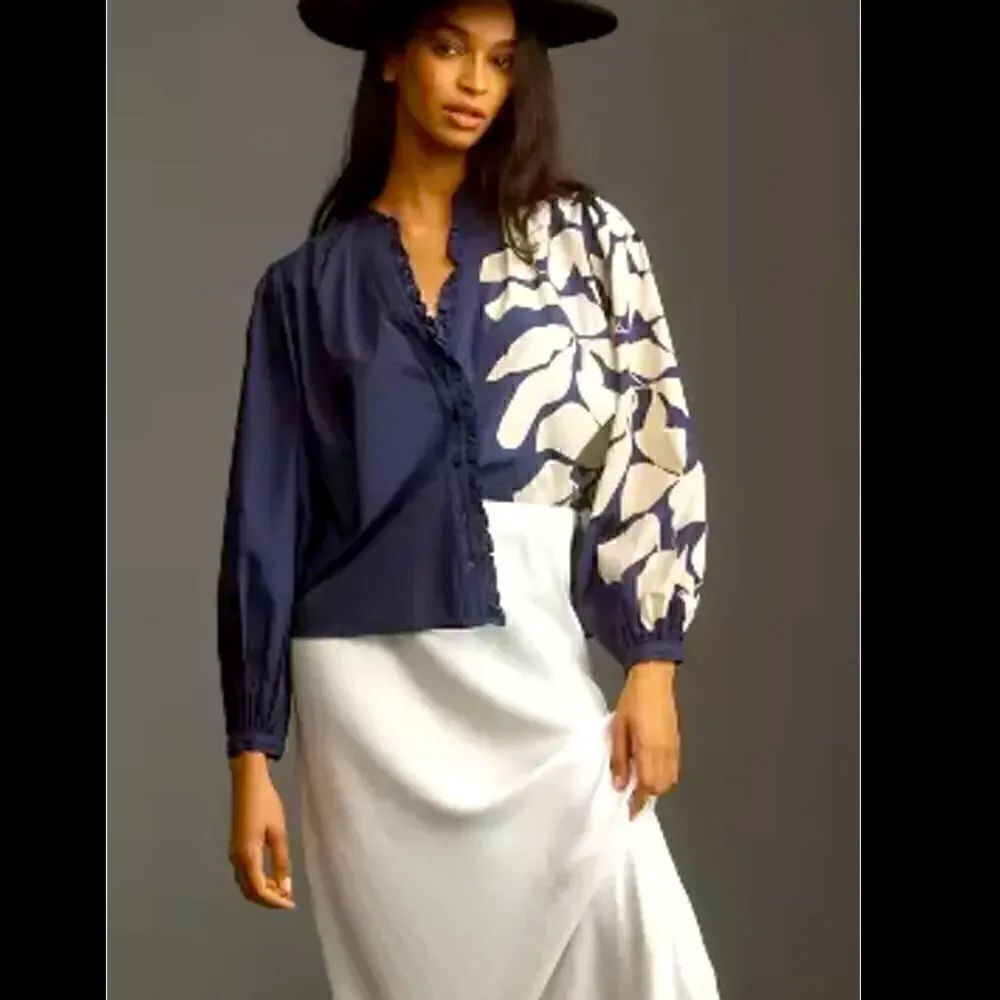 Forever That Girl smocked eyelet blouse